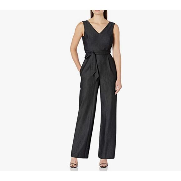 Calvin Klein Pants - NWT CALVIN KLEIN Black Tie Waist Jumpsuit - size 14